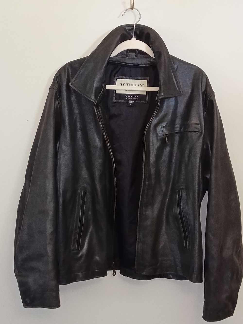 Wilsons Leather M. Julian Men's Black Distressed Heavyweight Leather Zip Jacket